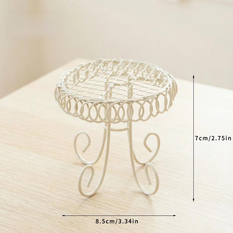1/3Pcs Dollhouse Garden Display Ornament Prop Accessory Miniature Table Chair Model Tiny Home Decor Iron Furniture