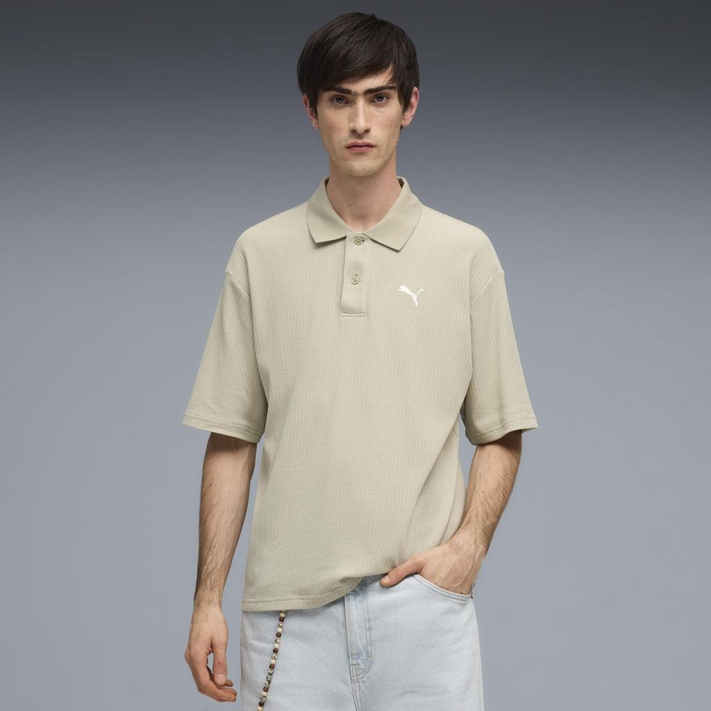 ESS Boxy Waffle Polo [Puma] 63680761_WARDROBE Shirt_Pebble Grey_S