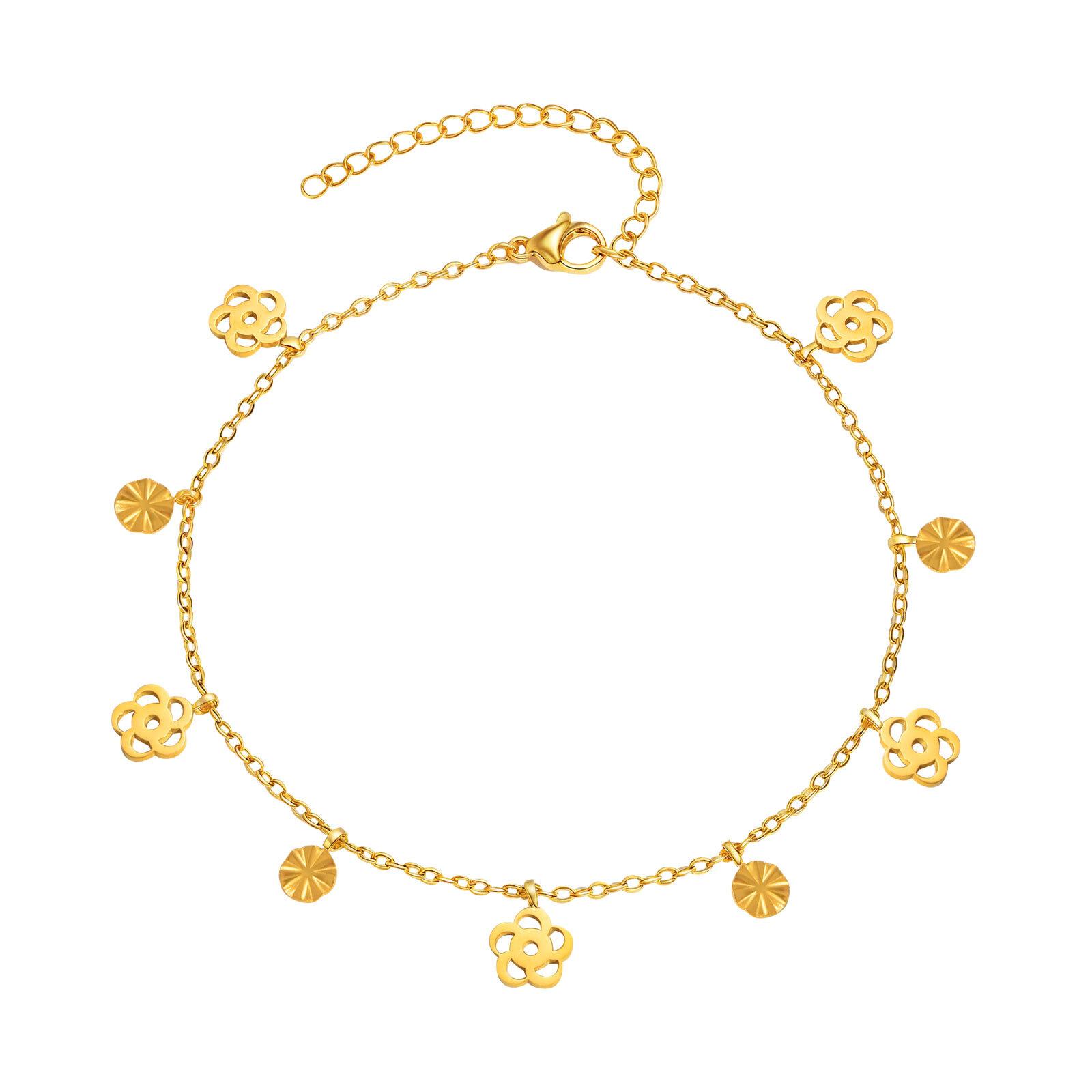 

18K Gold Plated Anklet Bracelets for Women, Musical Notes Teardrop Anklets, Adjustable Foot Chain Stainless Steel Beach Jewelry