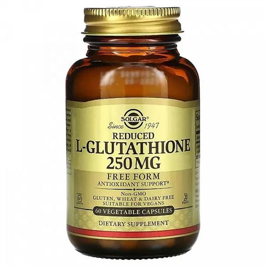 Solgar Reduced L-Glutathione, Free Form, 250 Mg, 60 Vegetable Capsules