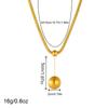 Gold Plated Smooth Ball Jewelry Set Necklace Earrings Ring for Women Stainless Steel Mesh Chain
