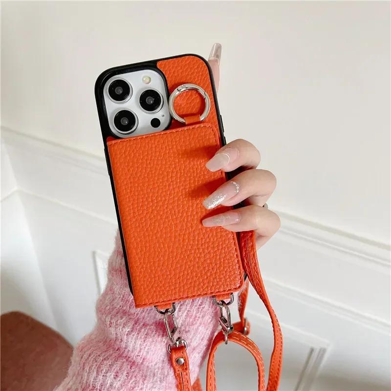 Crossbody Leather Phone Case for IPhone 13 12 Mini 16 Plus 15 14 11 Pro Max XS Wallet with Card Holder Shockproof  Cover