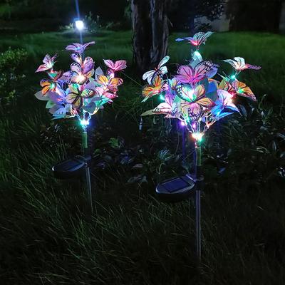 1Pcs Solar-Powered Butterfly Ground Light Color/Warm Light Outdoor Garden Patio Lawn Walkway Decorative Lighting