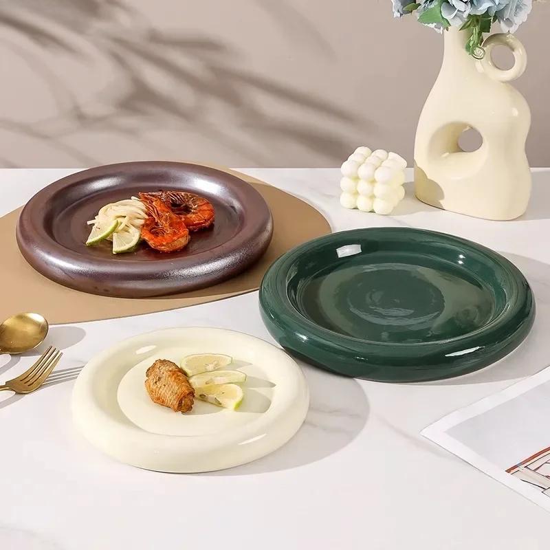 Solid Color Donuts Cake Plate Creative Ceramic Steak Plate Dessert Plate Salad Plates Sushi Plates Restaurant Display Tableware