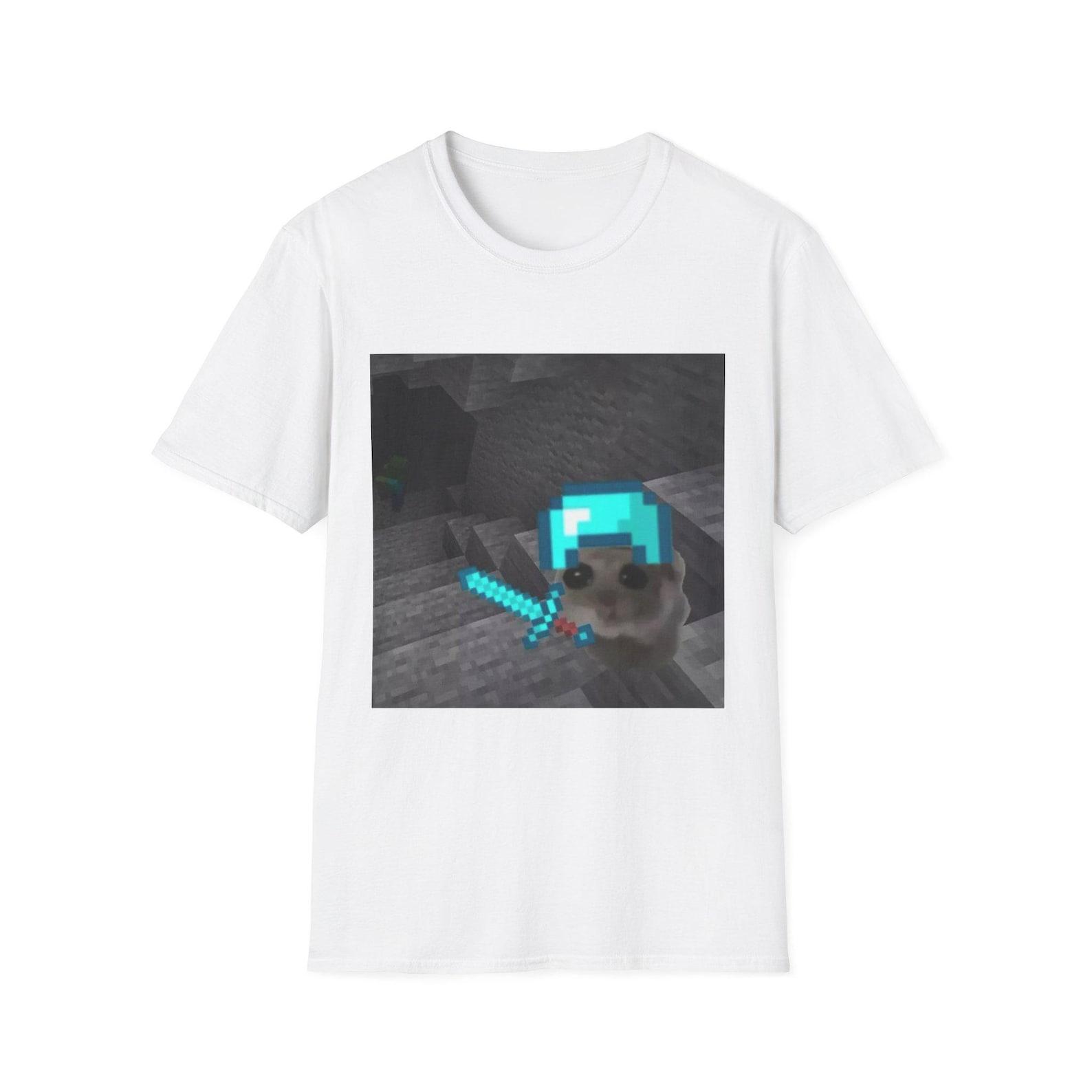 Minecraft Dog with Diamond Helmet and Sword T-Shirt | Gamer Meme Tee S