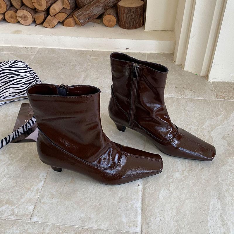 Fashion Fashion Zippers Women Ankle Boots With Low Heel Shoes Square Toe Ladies Modern Short Boots Female Pumps Shoes