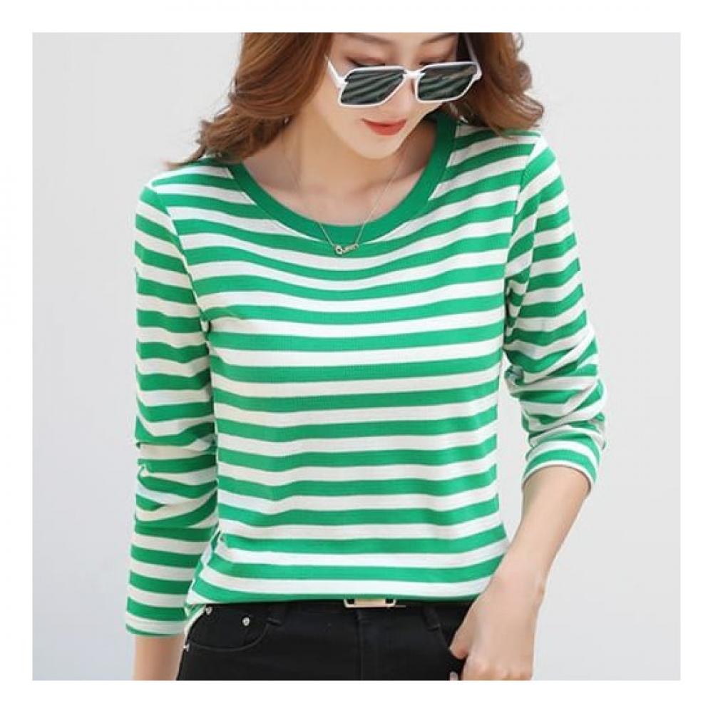 Navava Simple STripe Round Neck Long Sleeve T shirT nT1428