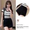 Women's High-Waisted Sexy Black Shorts - Slimming Korean Style, Petite Fit, Polyester, Spring/Summer Collection.