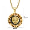 Hiphop Rock Lion Head Pendant With Chain Male Gold Color Stainless Steel Round Necklaces Pendant For Men Fashion Jewelry