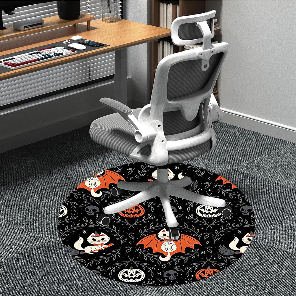 1pc Halloween Cats Office Round Area Rug, Indoor Mat Suitable For Office, Under Office Chairs Bedroom Living Room Home Decor, Room Deco