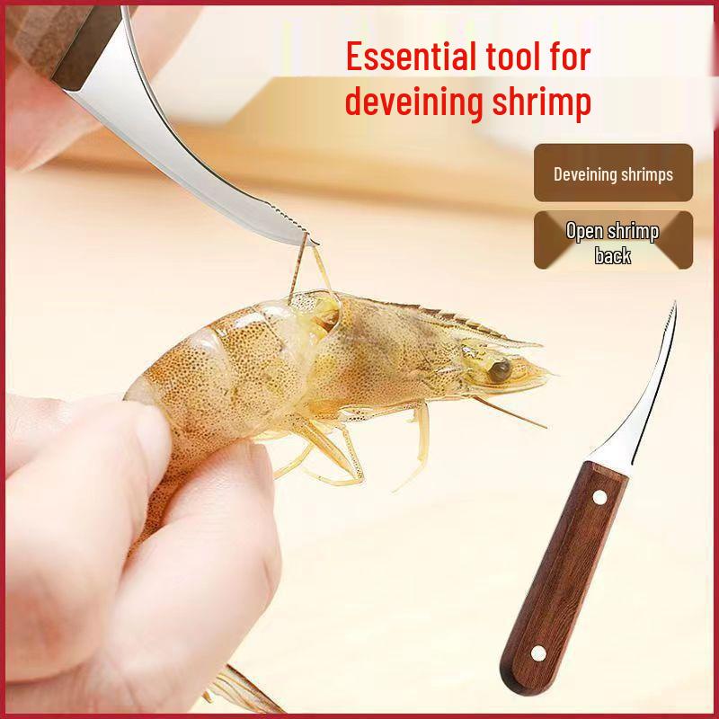 Stainless Steel Shrimp Deveiner and Peeler Tool for Kitchen Use