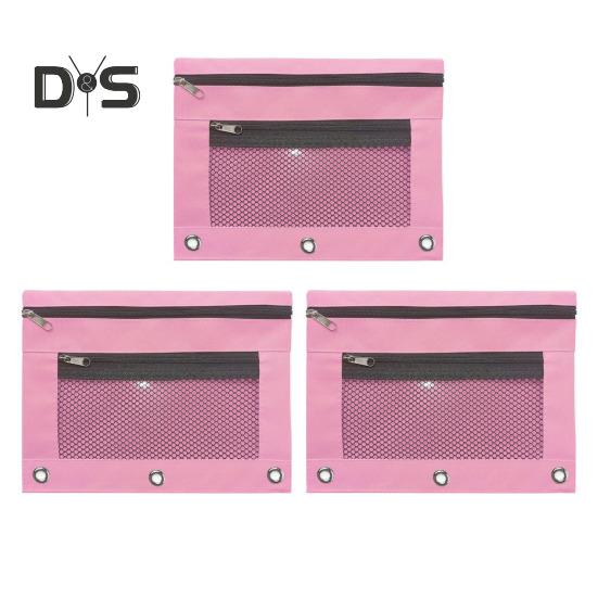 3-częściowy piórnik, 3-ringowy segregator, duża pojemność, etui na ołówki, przezroczyste okienko, siatka Oxford, torba na ołówki