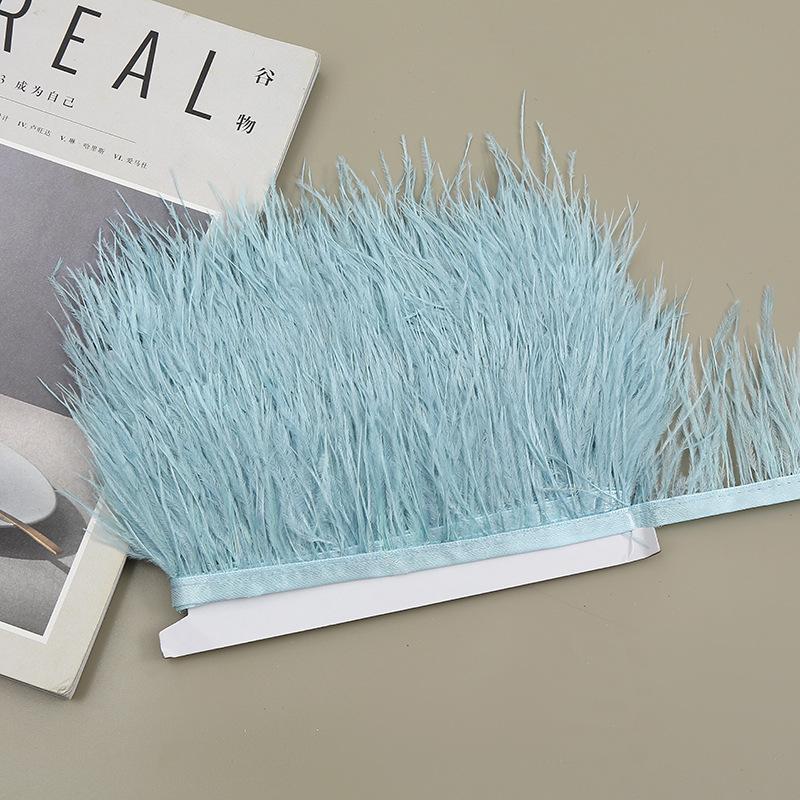 Color 8-10 Cm Ostrich Hair Cloth Edge Clothing Cuffs Hem Ostrich Feather Strips Cloth With Accessories Lace