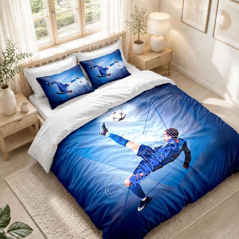 Bedding Set 1 Duvet Cover 2 Pillowcases Cristiano Ronaldo Print Bedroom Home Decoration
