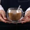 Glass Espresso Cups with Saucers and Spoons Double Wall Insulated Cups Set Handheld Drinking Glasses for Tea Latte Cappuccino