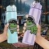 1PC Astronaut Frog Space Cartoon Print 750ml Color Plastic Sports Water Bottle Leakproof Flip Straw Lid Suitable for Sports Office Home Use