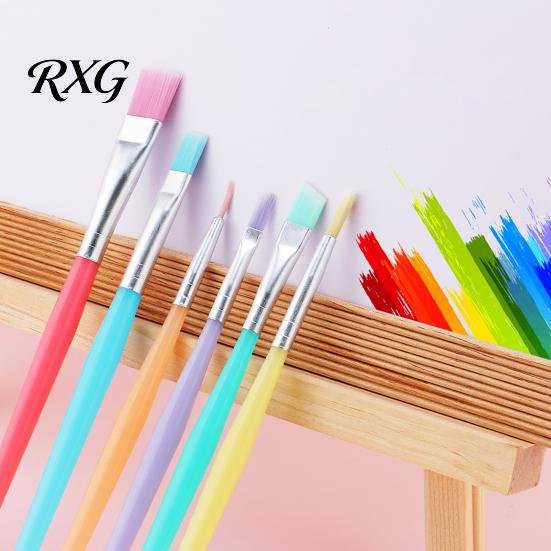 Craft Painting Tools 6PCS Paint Brush, with Candy Colored Design, Flexible Nylon Detailing Brushes Bristles for Watercolor Acrylic Oil