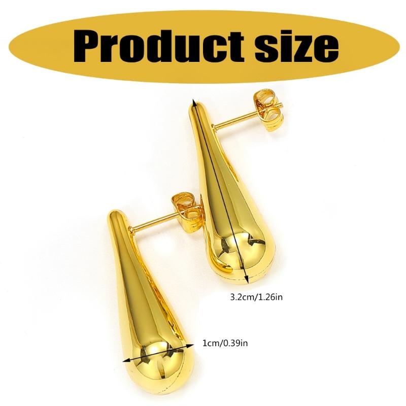 Elegant Waterdrop Studs Earrings for Women Stainless Steel Teardrop Earrings Everyday Wear Ear Rings Accessories