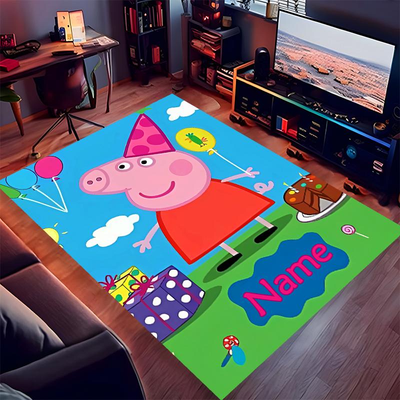 Custom personalization Peppa Pig Print Area Rug - Soft, Washable Non-Slip Indoor Mat,Living Room,Home&Office Decorative Rug