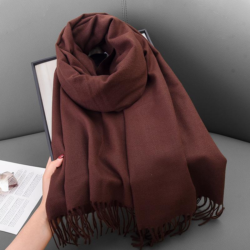 

Шарф Зимний Женский Кашемировый Литературный и Художественный Утолщенный Теплый Двусторонний Однотонный Модный Атмосферный Шарф 68-180CM