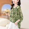 Women's Summer Floral Ageing Chiffon Shirt Loose Thin Casual Temperament Tops