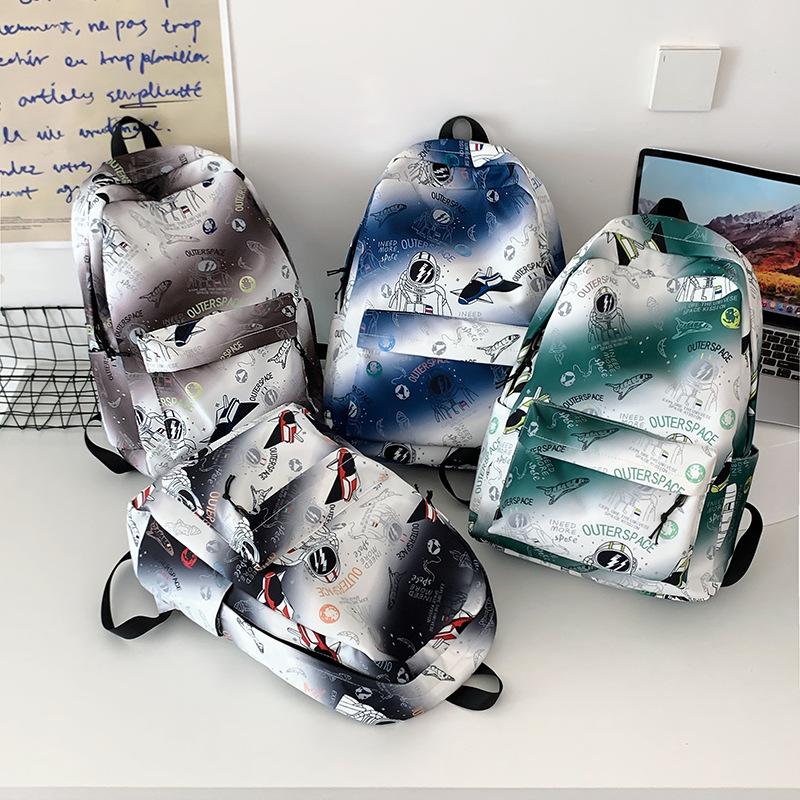 2025 New Backpack Korean Version Fashion Printed Cartoon Backpack Large Capacity High School Student Schoolbag Tide