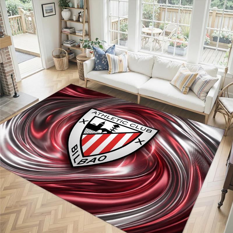 Athletic Bilbao Football Design Crystal Velvet Carpet Cozy Non?Slip Printed Rug For Bedroom Living Room Entrance