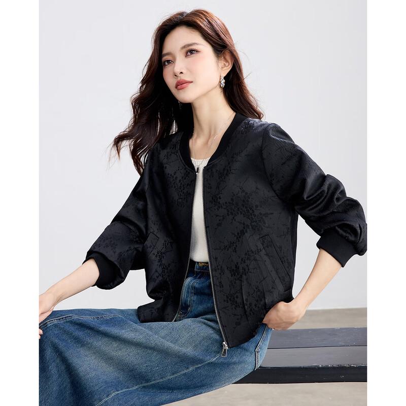 TERRE BLEUE Women's Casual Baseball Collar Short Jacket