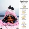 Girl's Crown Customize Text Blanket Cozy Personalized Blanket Soft & Cozy Great for Seaside Picnics Office Living Room All-Season Use