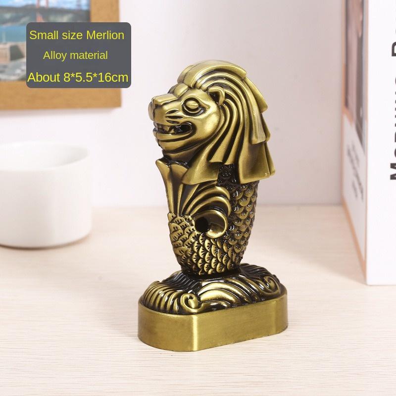 New Hot Merlion Model Metal Crafts Decoration Singapore Tourist Souvenirs World Landmark Building Model Office Decoration