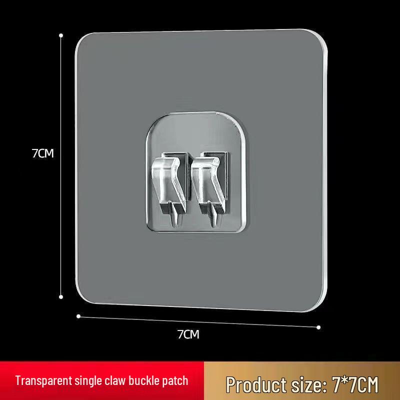 Multi-layer Adhesive Wall-Mount Storage Rack with Transparent Hooks for Bathroom