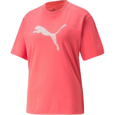 Camiseta Feminina com Estampa de Logo Gola Redonda Estilo Pulôver Respirável Manga Curta Tops Femininos Cor Vermelho Coração 676650-63