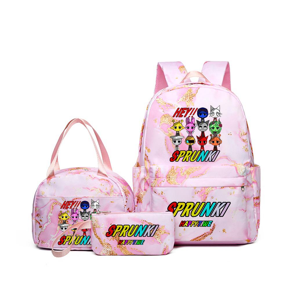 Rhythm box teen schoolbag sprunki cartoon print backpack pencil bag three-piece children's schoolbag 4