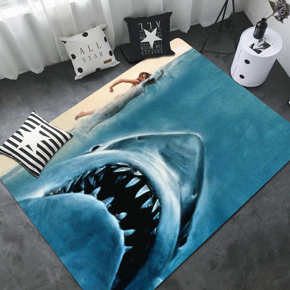 Funny Shark Floor Mat Non-Slip Laundry Room Mat Laundry Decor Balcony Child Living Room Bedside Mats