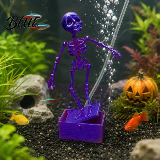 Dynamic Ornament for Shrimp Tanks Dancing Skeletons Aquarium Bubbler Decoration Halloween Skeleton Fish Tank Themed Landscaping Ornament 3D Printed