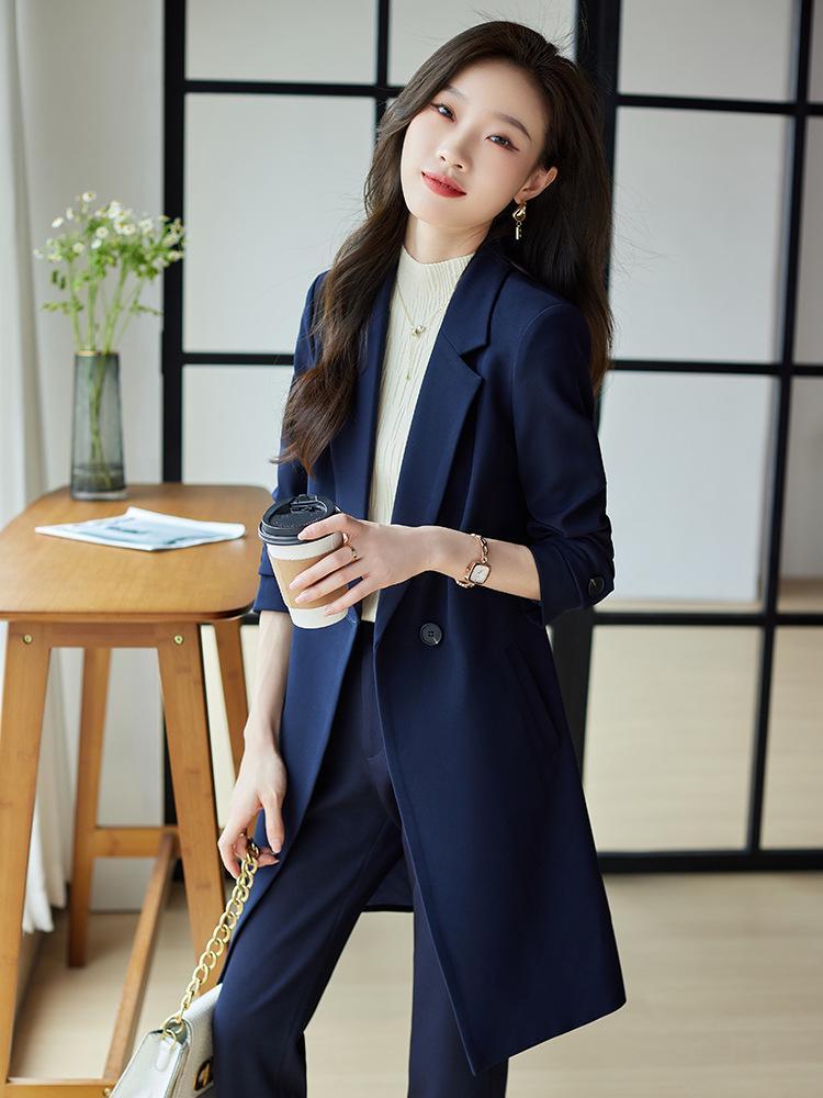 Damen Midilanger Roter Trenchcoat Anzug - High-End Businesskleidung für Herbst/Winter 2025