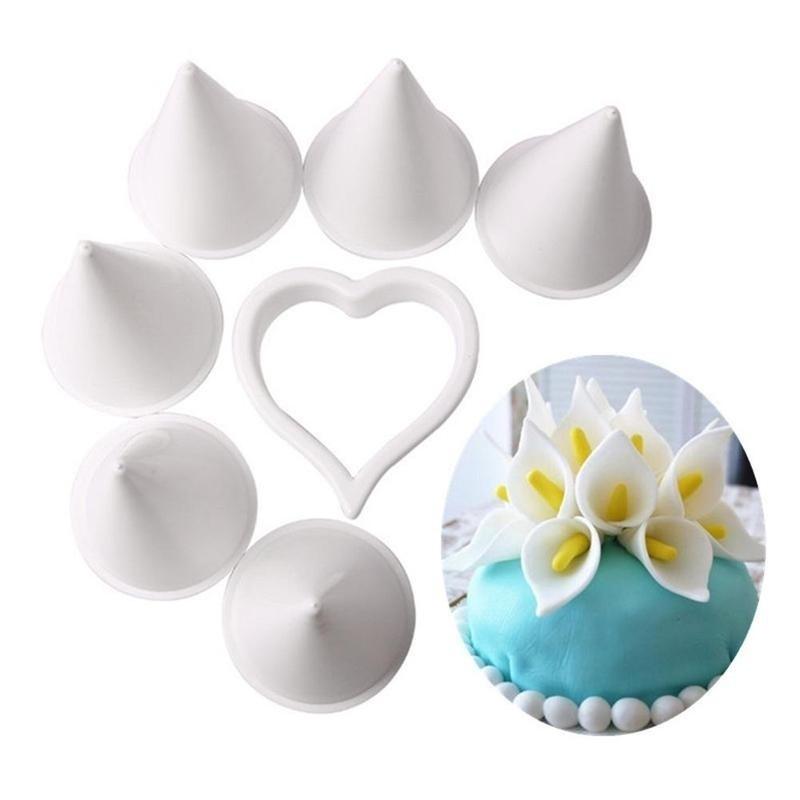 6 pçs/conjunto Molde de Bolo de Flor Copo de Leite de Plástico Cortador de Biscoito Fondant Molde para Decoração de Bolo DIY Casamento