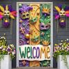 Bead Ornament Display Beaded Garland Mardi Gras Banner Feather Decoration Banner Colorful Mask Festive Backdrop For Holiday