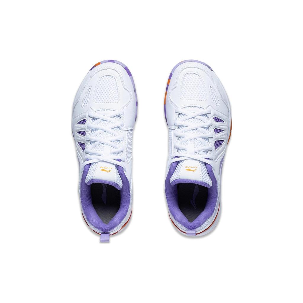Li Ning Ace Fabric Slip Resistant Abrasion Resistant Low top Badminton Shoes Women's White Purple AYTP004-6