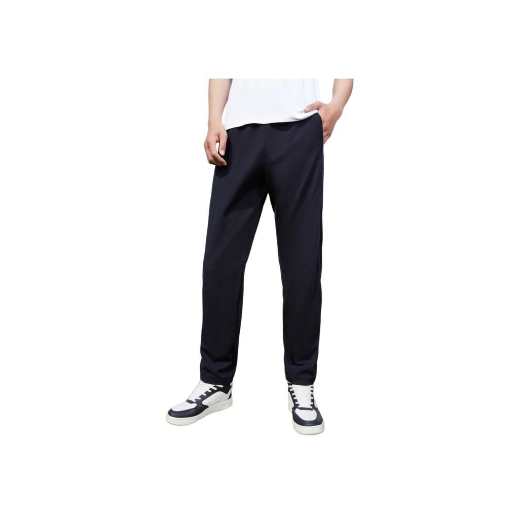 Anta Solid Color Side Letter Patch Elastic Waist Straight Leg Sweatpants Men Bottoms Black 152227312-2