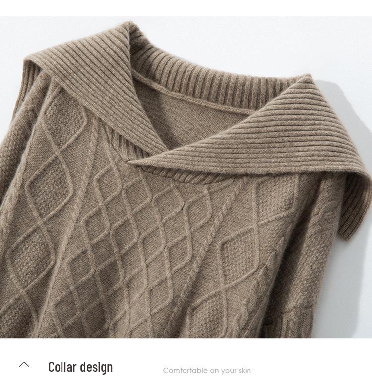 2024 Women's Heavyweight Cashmere Cable Knit Sweater - Thick, Loose Pullover Ideal for Autumn/Winter