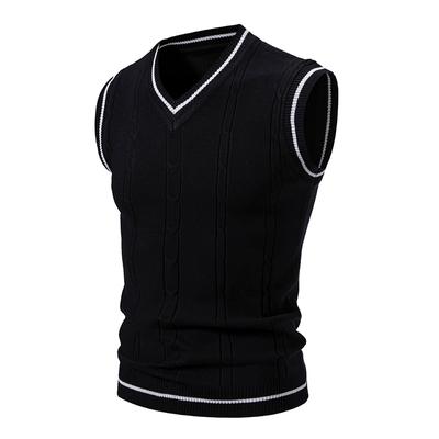Chaleco Uniforme de Moda para Hombre Otoño Primavera 2024 Cuello en V Jersey Sin Mangas Estudiante Británico Chaleco Superior de Tirantes Suéteres para Hombre