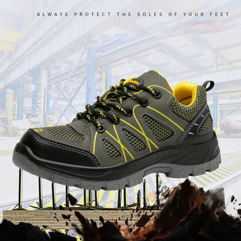 Oulylan Male Anti Smash Work Shoes Non-Slip Round Toe Safety Boots Summer Wear Resistant Labor Footwear Large Size 38 To 46