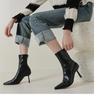 2025 New Autumn Winter Pointed Toe Women Ankle Boots Fashion Zipper Shoes Thin High Heel Women's Morder Short Booties