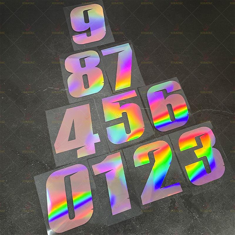 1pc Laser Pink Motorcycle Number Sticker Waterproof for Motorcycle Fairing Helmet Fuel Tank Car Window Universal Vinyl Decals