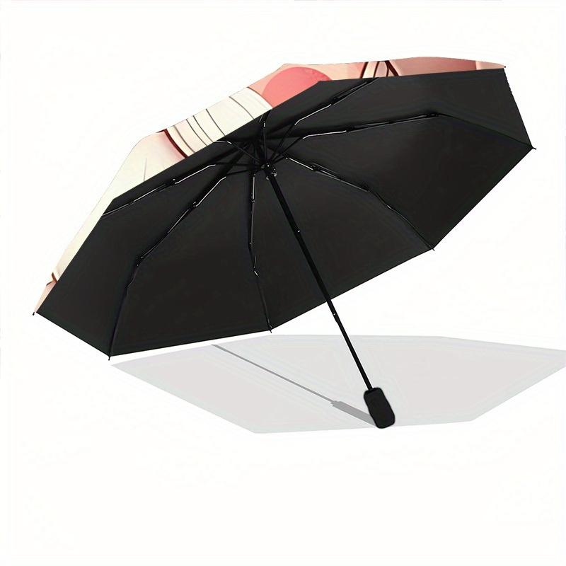 1pc Christmas Santa Automatic Open/Close Exquisite Umbrella - Compact Travel Umbrella, 8-Rib Heavy-Duty Construction, Ideal Gift, Outdoor Ac