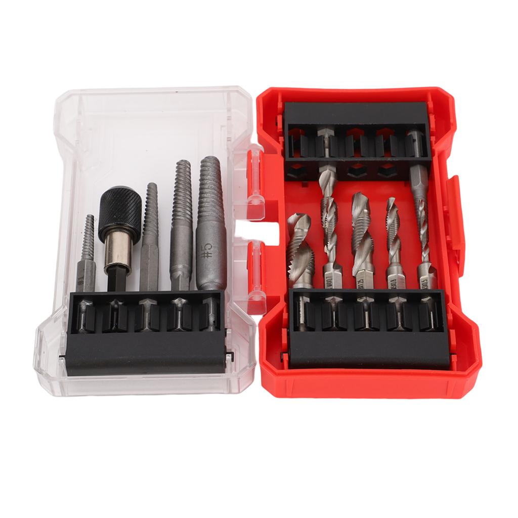 11Pcs Screw Extractor Set Kit with Tap Extension Bar Adapter 1 4in Hex Shank Storage Box