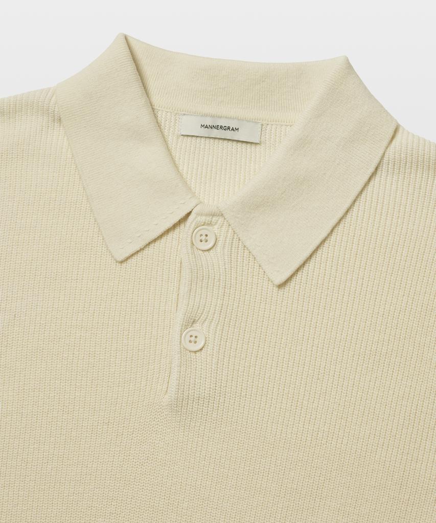MANNERGRAM Textured 100% Cotton Polo Short Sleeve Knit Cream