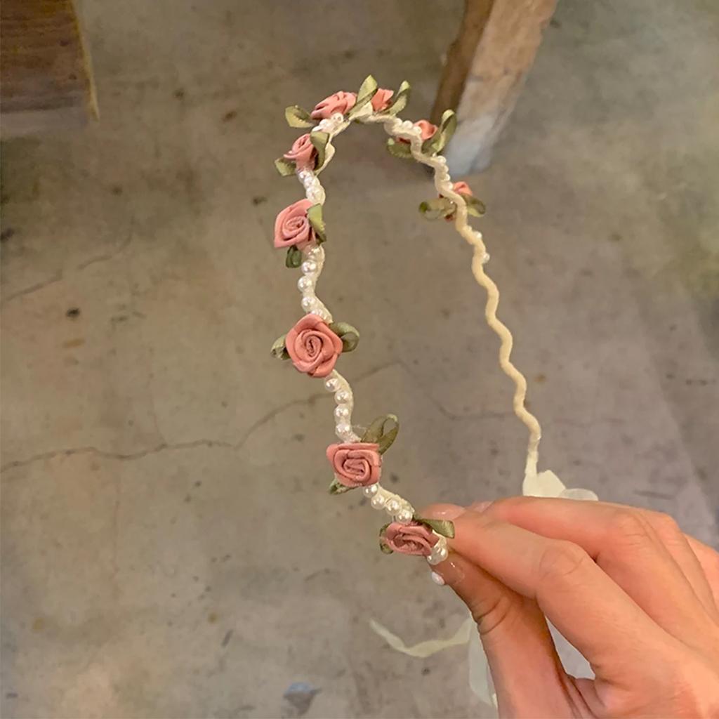 Kinder Perlsatin Blume Haarschleife Blumenmädchen Hochzeitsschleife Blumenband Haarbündel Süße Mode Haaraccessoires