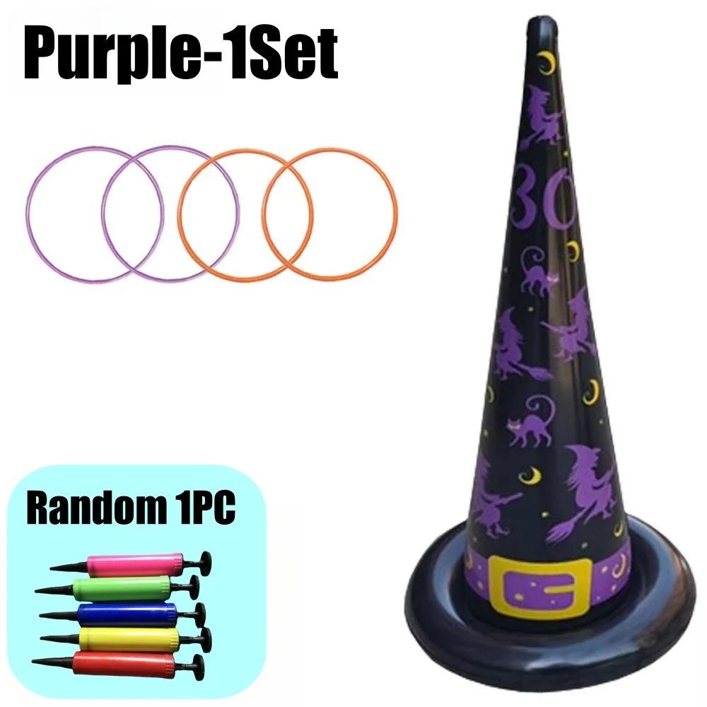 Jeux de lancer d'anneaux d'Halloween Jeux de lancer d'anneaux Chapeau de sorcière gonflable pour enfants Adultes Cadeau de fête d'Halloween Jeux Intérieur Extérieur